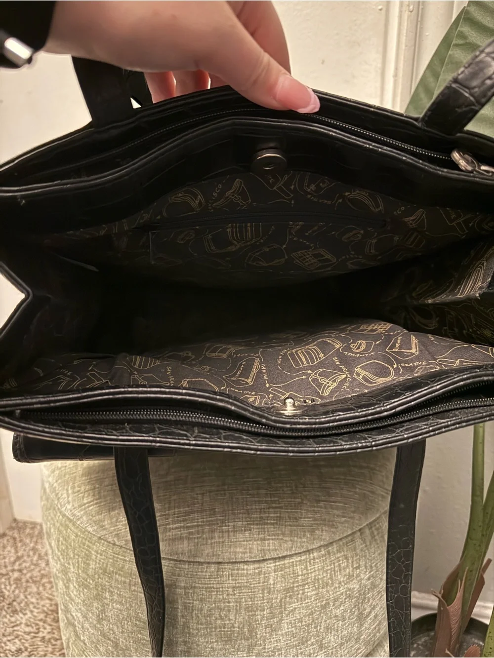 VINTAGE Samsonite Black Croc-Embossed Laptop Business Tote Shoulder Bag